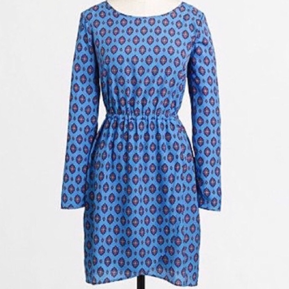 J Crew long sleeve print dress. Size 0.